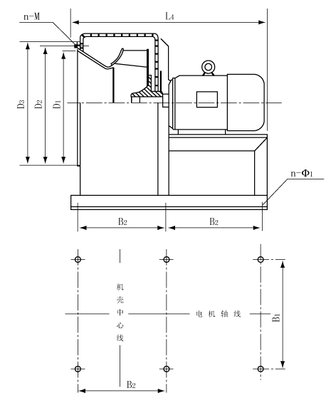 F4-72A式風(fēng)機(jī)安裝尺寸