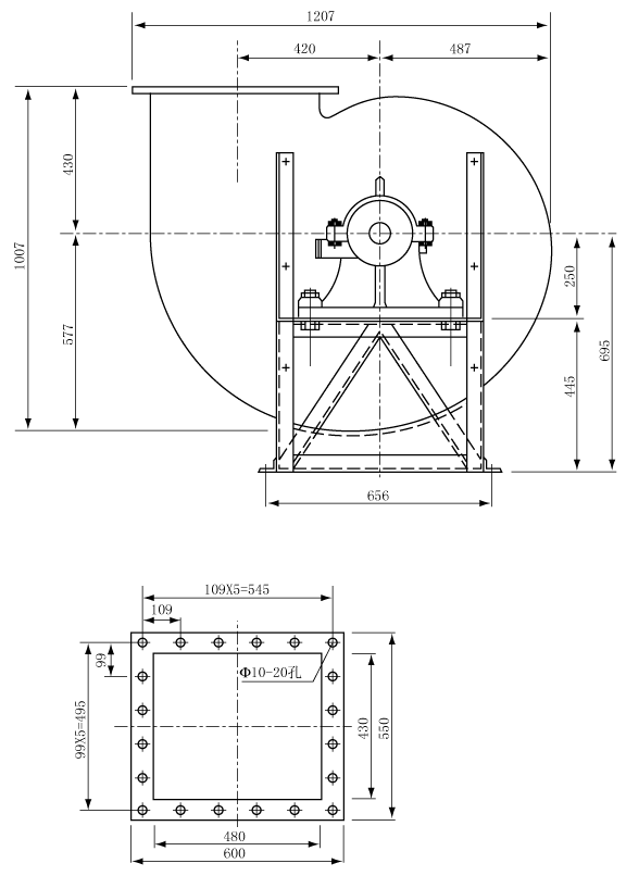 f4-72C式風(fēng)機(jī)6C安裝尺寸圖