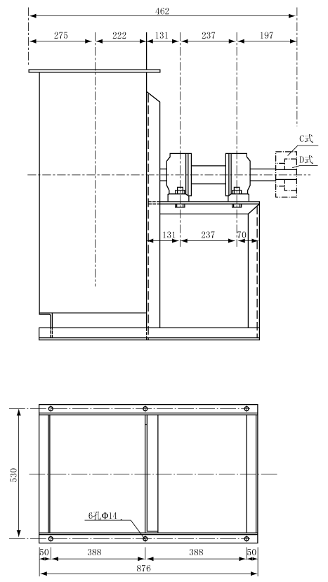 f4-72式風(fēng)機(jī)6CD安裝尺寸圖